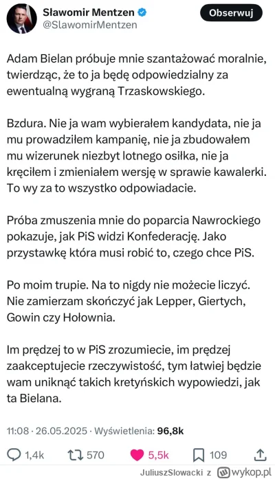 JuliuszSlowacki - Memcen naprawdę nie może Wam już bardziej wprost powiedzieć że dla ...