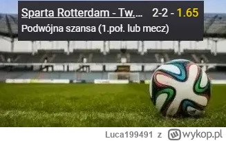 Luca199491 - PROPOZYCJA 08.06.2023
Spotkanie: Sparta Rotterdam - Twente
Bukmacher: Fo...