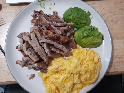 ojednopiwozadaleko - 7 dzien keto, karkowka 500g, avo, jajecznica z 4 jaj 

#keto