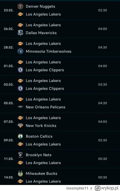 meemphis11 - Ciekawe ten terminarz xD
A w nocy Denver idą po historyczne 10 zwycięstw...