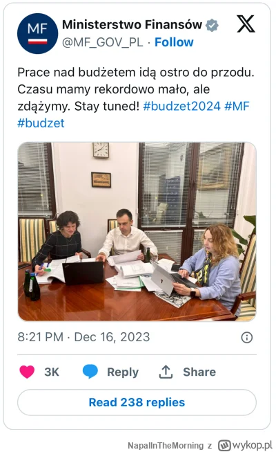 NapalInTheMorning - @kamil150794: to jest rekordowo mało czasu na przygotowanie budże...