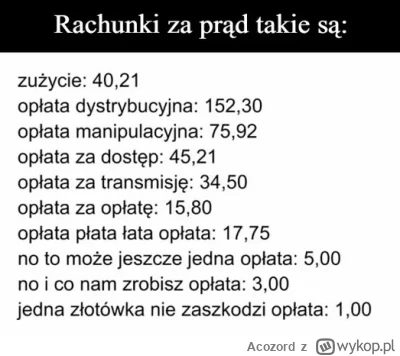 Acozord - cena samego prądu o 25% czy rachunki za prąd o 25%? bo to zasadnicza różnic...