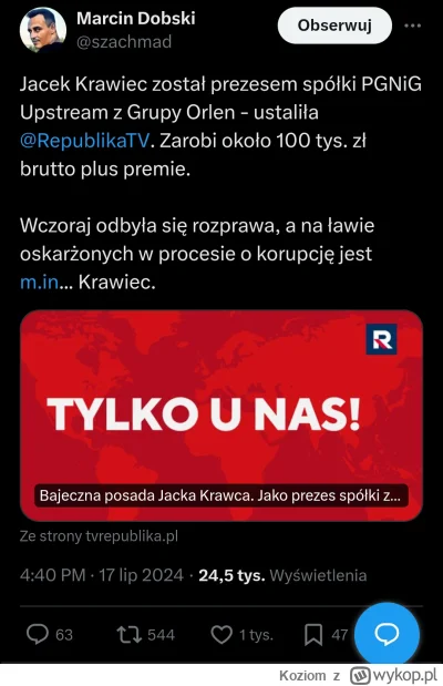 Koziom - Ja #!$%@?ę. Jak coś to nie tylko Dobski z Republiką o tym informują, bo też ...