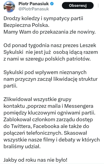 Aiusteia - Sykulski rozpoczął likwidację "Polskiego Ruchu Antywojennego" i kazał pier...