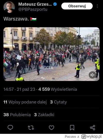 Pucuss - Propalestynskie manifestacje w Warszawie. Milion osób jak nic ( ͡° ͜ʖ ͡°)
#i...