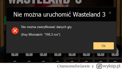 ChansonsDeGeste - Bon żur. Miał ktoś z Was taki problem przy odpalaniu Wasteland 3 na...