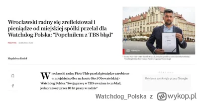 WatchdogPolska - Dostaliśmy darowiznę w wys. 18 000 zł od radnego z Wrocławia. Po co ...