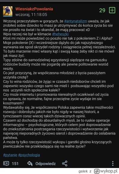 galek - Sam jestem około lvl 40 i takie teksty uświadamiają mi że moi rówieśnicy lub ...