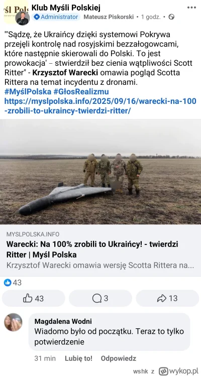 wshk - Myśl polska, Piskorski, Ritter, jest stabilnie.

(Ritter w czerwcu 2023 twierd...