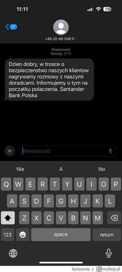 BySpeedy - Dziś dostałem taki #scam. #santander na pewno nie wysyła smsów ze Szwecji....