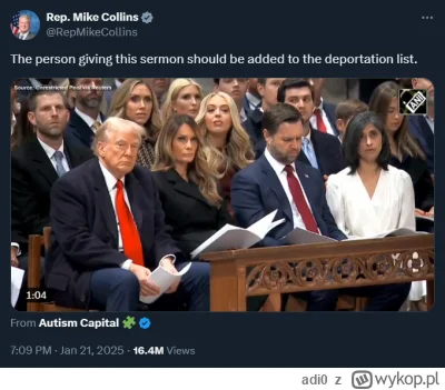 adi0 - Wczoraj odbyła się msza inauguracyjna prezydentury Trumpa. Nie spodobała się o...