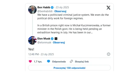 airaG - Musk za zwolnieniem Kuczmierowskiego z brytyjskiego więzienia, bo podobno Wie...