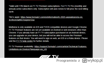 Proogramista - #f1 #f1tv

To pewnie jedyna promocja -15%

Use code: F1TVPremium2025 t...