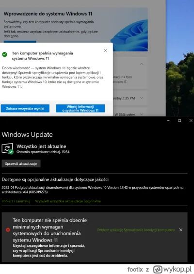 footix - Jak zrobić aktualizację? 
Windows Update mówi, że nie spełniam wymagań, każe...
