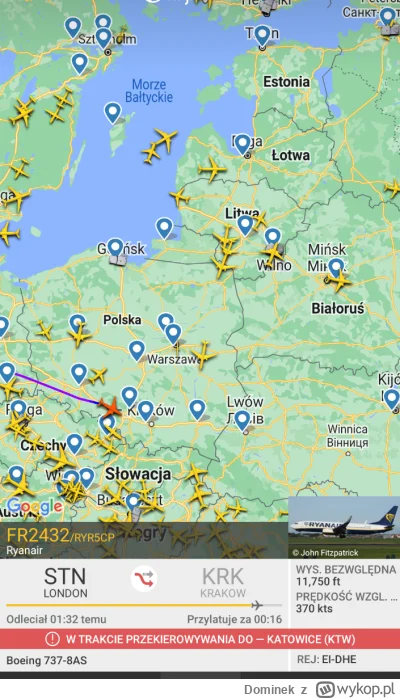 Dominek - przeglądam, raz na jakiś czas Flightradar, jaki jest powód takiego komunika...