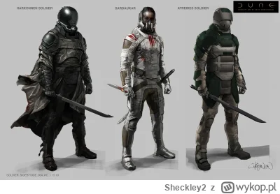 Sheckley2 - Grafika koncepcyjna z pierwszej części Diuny przedstawiająca żołnierzy Ha...