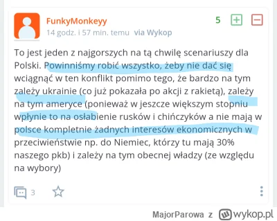 MajorParowa - @FunkyMonkeyy: Tu akurat Ukraina wciąga Polskę do wojny, no i oczywiści...