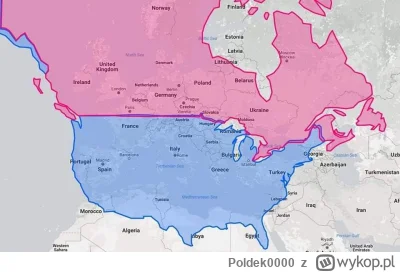Poldek0000 - The United States and Canada at the same latitudes as Europe 
#mapporn