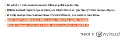 felixd - >    Od wtorku trwały poszukiwania 55-letniego polskiego turysty.
    Ostatn...