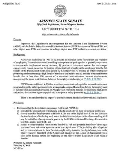 Dantte - ""Arizona przyjmuje w Senacie uchwałę o przeprowadzeniu badania emerytur sta...
