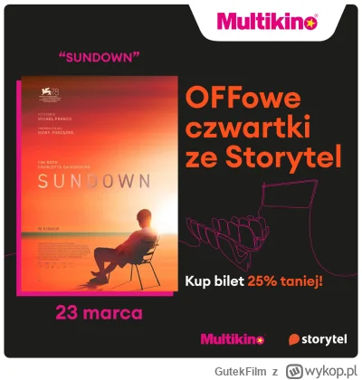 GutekFilm - Przedpremierowo w 45 kinach sieci Multikino. „Sundown" z Timem Rothem i C...