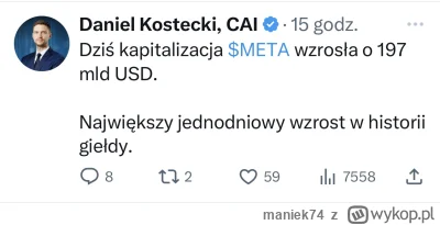 maniek74 - #gielda

Pan Cukierberg to jednak jest fachowiec