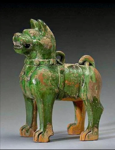 Loskamilos1 - Figurka psa z rasy chow chow, wyrób chiński wykonany w okresie rządów d...