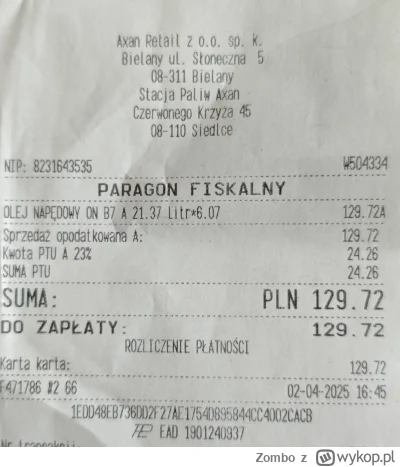 Zombo - W papieżowy dzień zatankowałem papieżową ilość oleju napędowego ( ͡° ͜ʖ ͡°)

...