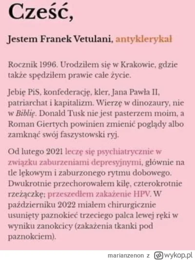 marianzenon - CV lewaka.
 #bekazlewactwa #bekazpodludzi #lgbt #heheszki