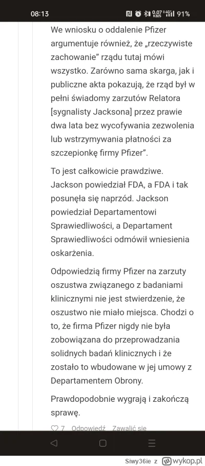 Siwy36ie - bruke jackson sued Pfizer. Pfizer chce oddalenia wniosku pozwu. Tłumaczeni...