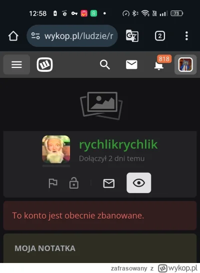 zafrasowany - Kolejne ruskie konto do manipulowania wykopkami: https://wykop.pl/ludzi...