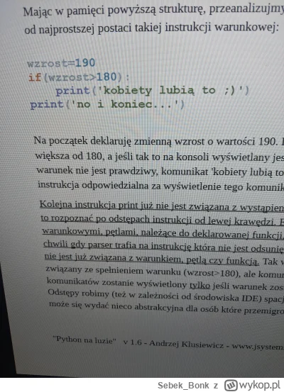 Sebek_Bonk - człowiek chciał się zacząć uczyć języka python a tu nawet w podręczniku ...