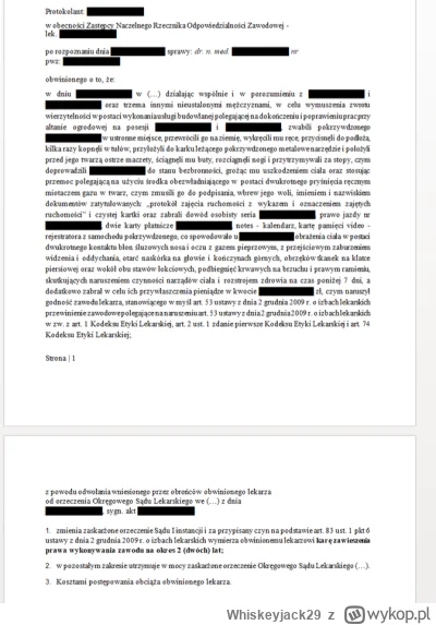 Whiskeyjack29 - Przejrzałem sobie jawne orzeczenia sądu Naczelnej izby lekarskiej, za...
