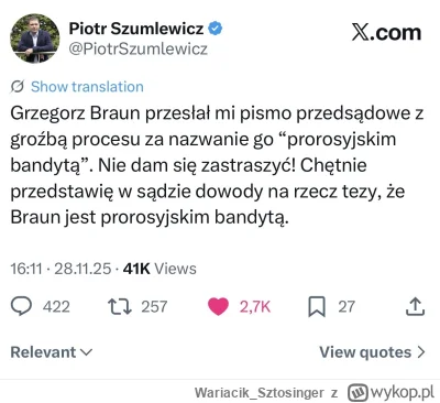 Wariacik_Sztosinger - Panie areczku “absolutna wolność słowa” jest dla przyjaciół r0s...