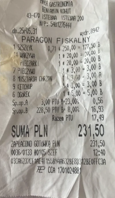 okoboji - Szaszłyk za 177zł

#krakow
#afera
#pieniadze
#jedzenie