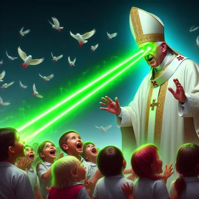DziecizChoroszczy - > Jan Paweł Trzeci,
 zielonym laserem z oczu świeci...
#osiedlowy...