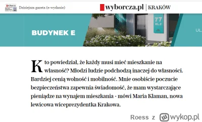 Roess - Pani z Krakowa ma rację... młodzi nie chcą własnych tanich mieszkań. Oni chcą...