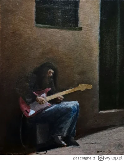 gascoigne - Nowy obrazek, 

"Samotny gitarzysta", 
40x50 olej na płótnie lnianym.

Ta...