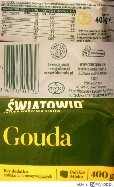 wkto - #listaproduktow
#serzolty gouda kawałek Światowid
aktualny skład oraz producen...