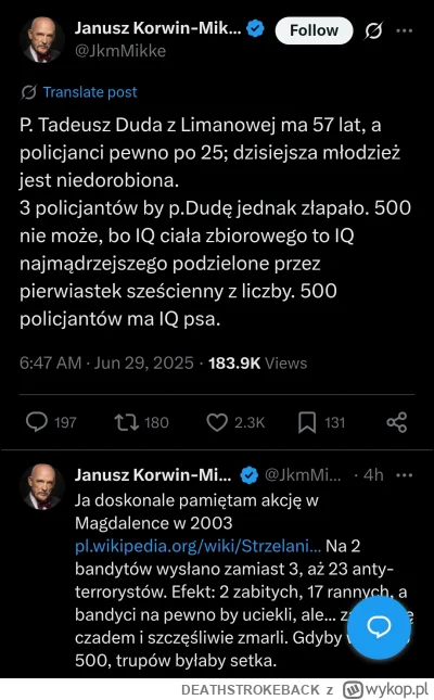 DEATHSTROKEBACK - #limanowa 

Korwin to taki ekspert do wszystkiego, czyli do niczego...