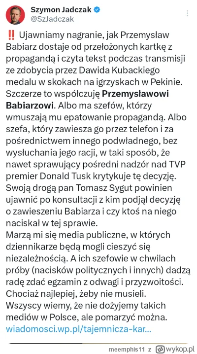 meemphis11 - #paryz2024 #polityka #tvpis #bekazpisu #mecz

Jadczak odpalił bombę haha...