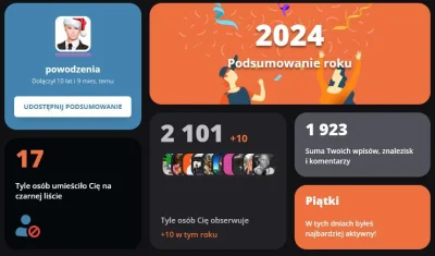 powodzenia - więcej mnie osób czarnolistuje, niż subuje
jak żyć

#wykop #podsumowanie...