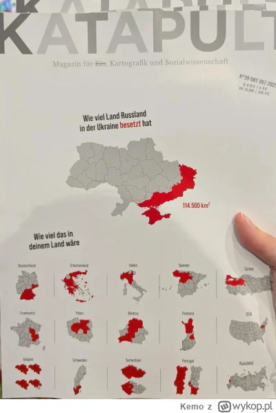 Kemo - Niemiecki magazyn Katapult zamieścił na okładce infografikę z porównaniem obsz...
