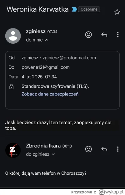 krzysztof48 - Twórca kanału  (Zbrodnia i Kara) dostaje pogróżki w sprawie Dominiki Ka...