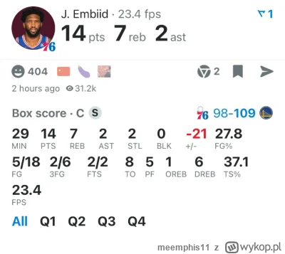 meemphis11 - #nba 
Jeszcze 2 straty i miałby double double

XD