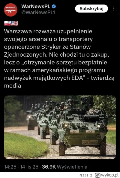 N331 - Ministerstwo Obrony Narodowej i Wojsko Polskie nienawidzą polskich pojazdów pr...