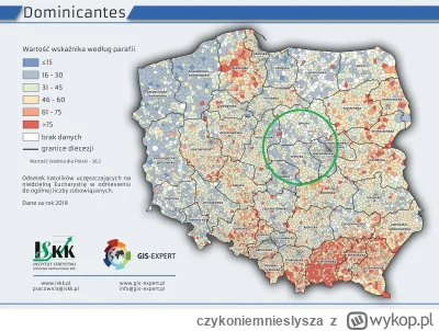 czykoniemnieslysza - @cukierros1: Mapa pokazująca odsetek chodzących do kościoła poka...