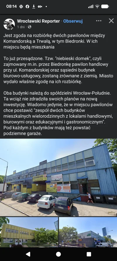 Owlosiaty-Dzik - Znikają pawilony z Komandorskiej a wraz z nimi pub Spider i bar mlec...