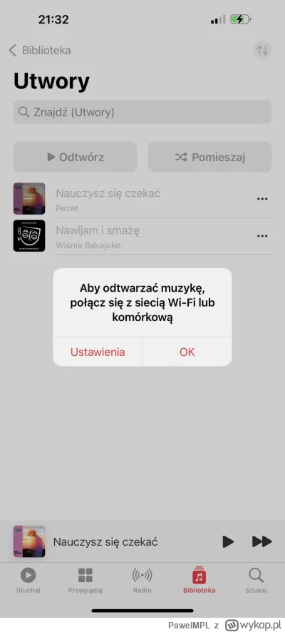 PawelMPL - #iphone Dlaczego mam ten komunikat gdy chce włączyć piosenkę offline, któr...