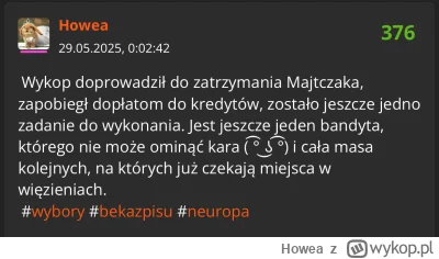 Howea - Sceeen mojego wpisu jeszcze przed wyborami. Powiem tak, wiedziałam, że Wykop ...